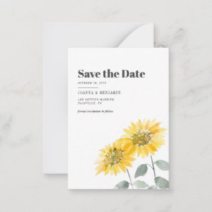 Sunflower Watercolor Floral Wedding Save The Date Card