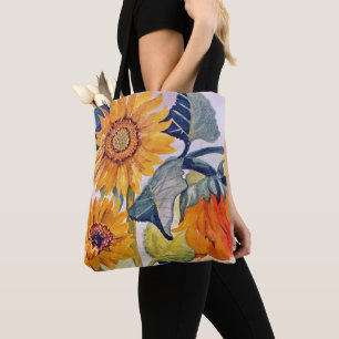 Sunflower Watercolor Flower Art Tote Bag