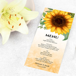 Sunflower Watercolor Menu Card