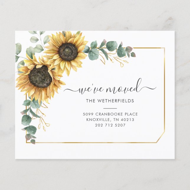Sunflower Watercolor Moving Announcement (Front)