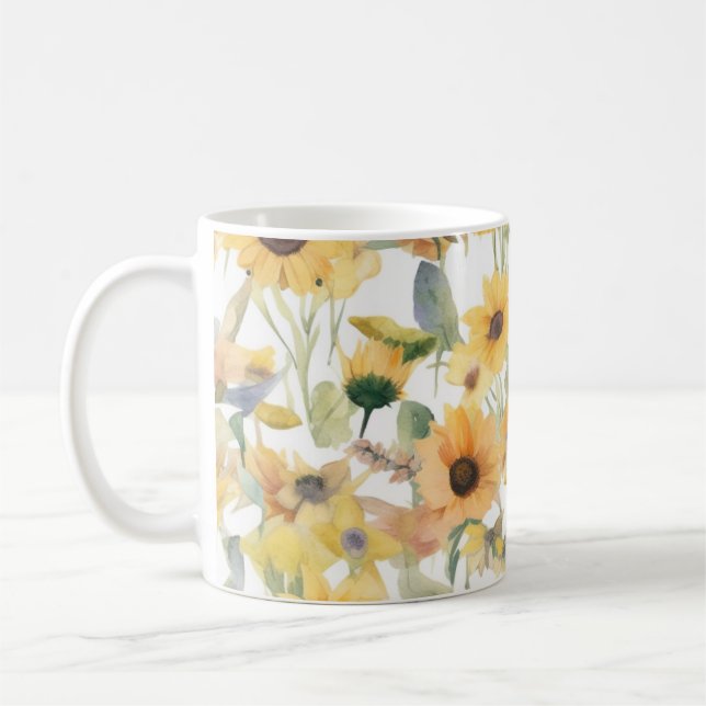 Sunflower Watercolor Mug (Left)