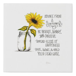 Sunflower Watercolor Painting Faux Canvas Print