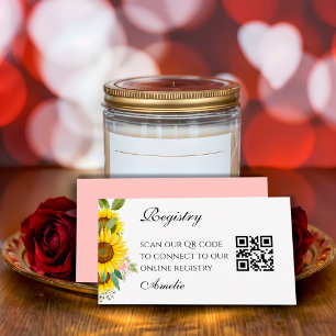 Sunflower Watercolor Pink Floral Enclosure Card