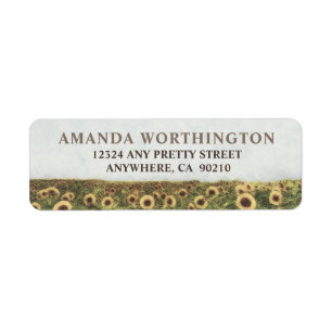 Sunflower Watercolor Rustic Wedding Address Labels