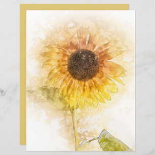 Sunflower Watercolor Scrapbook Craft Paper