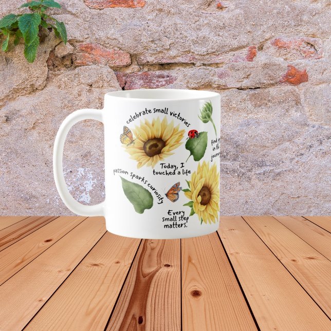 Sunflower Watercolor Self Care Gift with Positive Coffee Mug (Creator Uploaded)