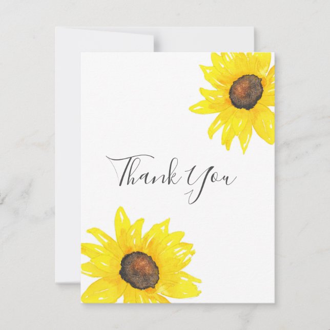 Sunflower Watercolor Thank You Card (Front)