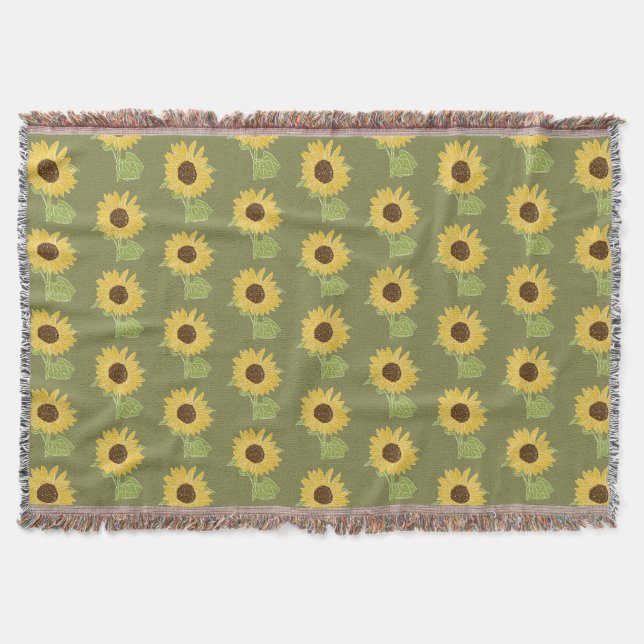 Sunflower watercolor throw blanket (Front)