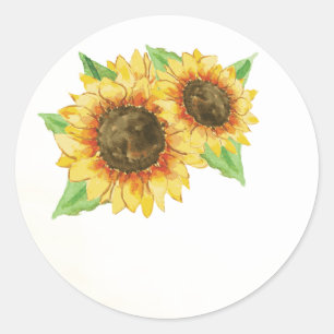 Sunflower Watercolor Wedding Favour Stickers