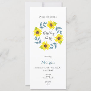 Sunflower Watercolor Wreath 2 Invitation