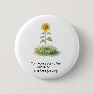 Sunflower Watercolour Illustration 6 Cm Round Badge