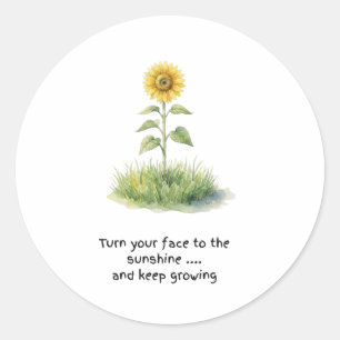 Sunflower Watercolour Illustration Classic Round Sticker