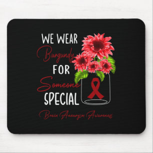 Sunflower We Wear Burgundy Brain Aneurysm Awarenes Mouse Pad