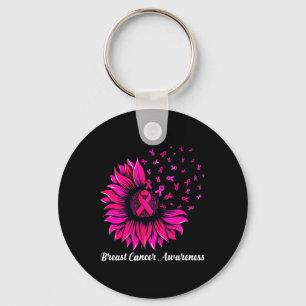 Sunflower Wear Pink Breast Cancer Awareness Women Key Ring
