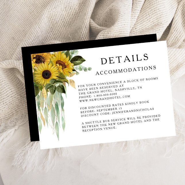 Sunflower Wedding Accommodations Details Enclosure Card (Sunflower Wedding Accommodations Details Enclosure Card)