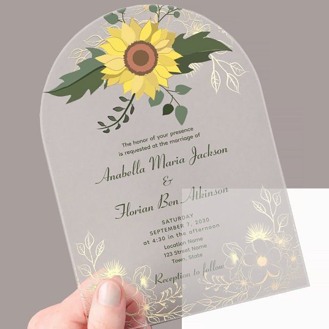 Sunflower Wedding Acrylic Invitations (Creator Uploaded)