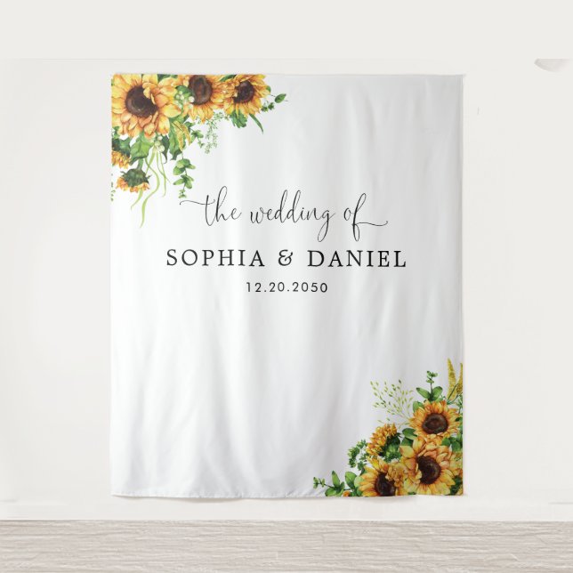 Sunflower Wedding Backdrops Banner  Tapestry (Front)