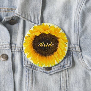 Sunflower Wedding Badge Button for Wedding Party