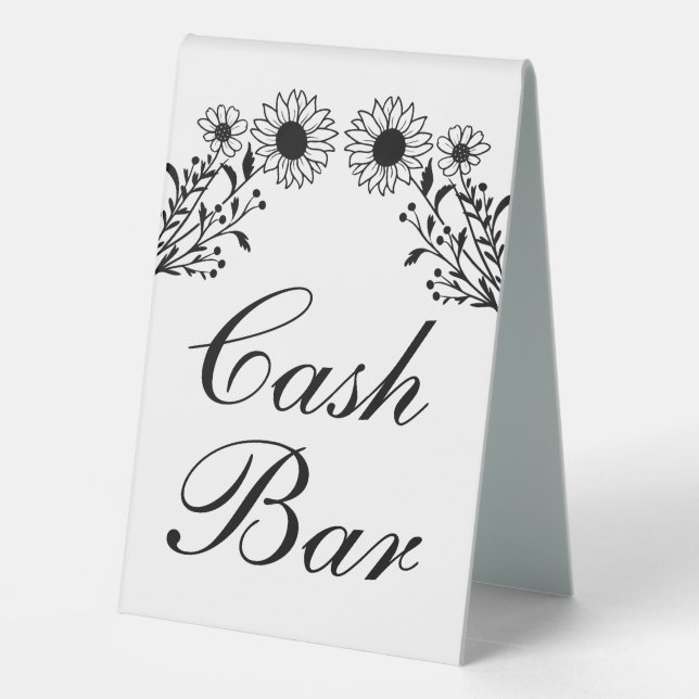 Sunflower Wedding Cash Bar Rustic Wildflowers (Back)
