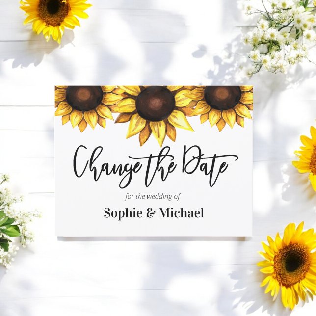 Sunflower Wedding Change the Date Invitation (Creator Uploaded)