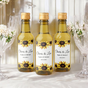 Sunflower Wedding Cheers Floral   Wine Label