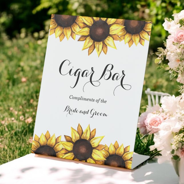 Sunflower Wedding Cigar Bar Pedestal Sign (Creator Uploaded)