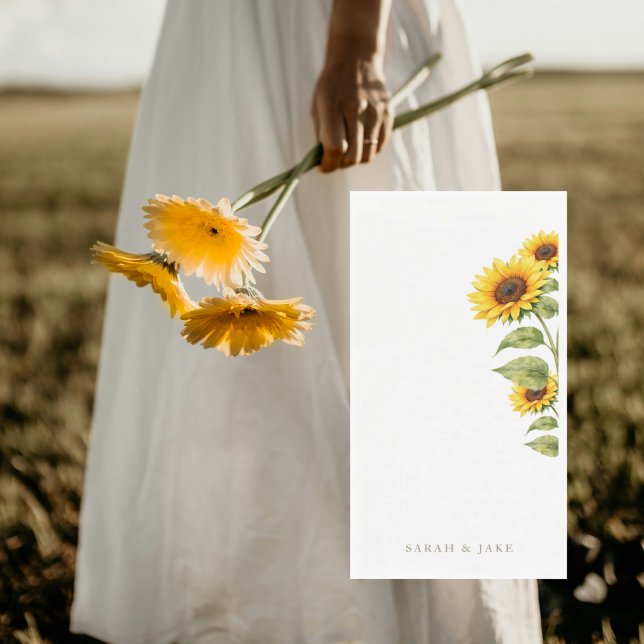 Sunflower Wedding Couple Names Personalised Napkin (Creator Uploaded)