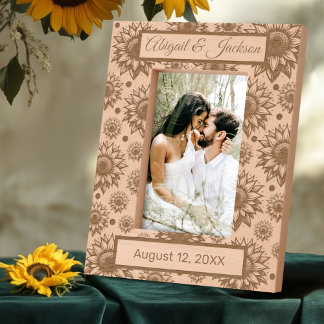 Sunflower Wedding Custom Text Etched Frames