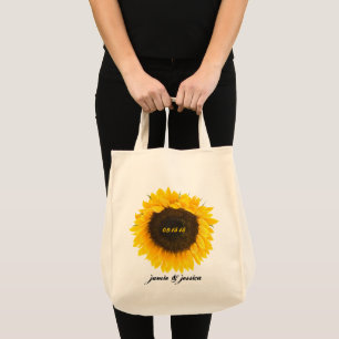 Sunflower Wedding Date Honeymoon Beach Bag