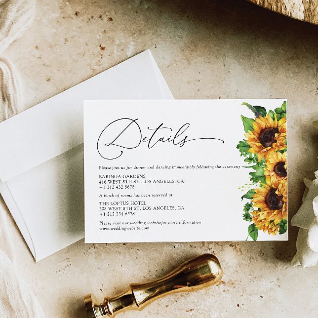 Sunflower Wedding Details Enclosure Cards (Creator Uploaded)