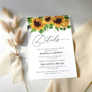 Sunflower Wedding Details Enclosure Cards