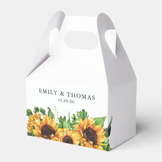 Sunflower Wedding Favour Box (Front Side)