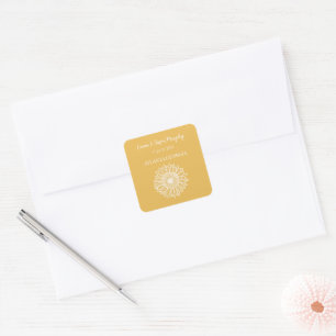 Sunflower Wedding Favour Square Sticker