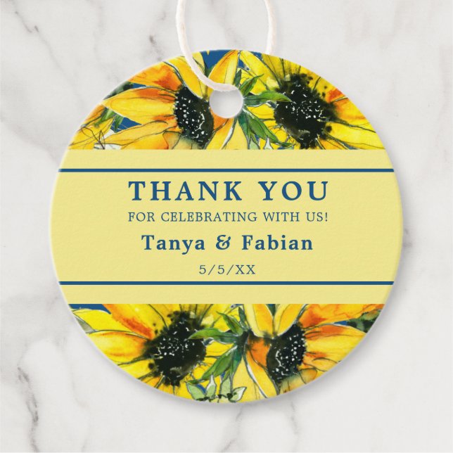  Sunflower Wedding Favour tag (Front)