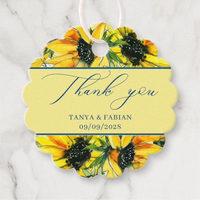  Sunflower Wedding Favour tag (Front)