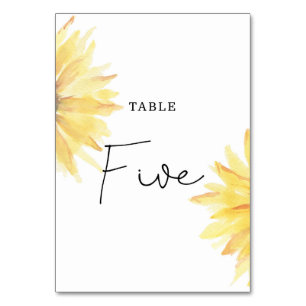 Sunflower wedding Five table number