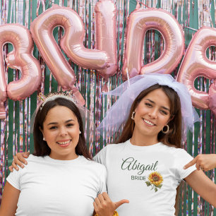 Sunflower Wedding Forest Green Bride T-Shirt