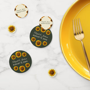 Sunflower Wedding Forest Green Rustic Confetti