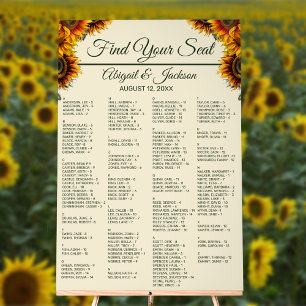 Sunflower Wedding Forest Green Seating Chart