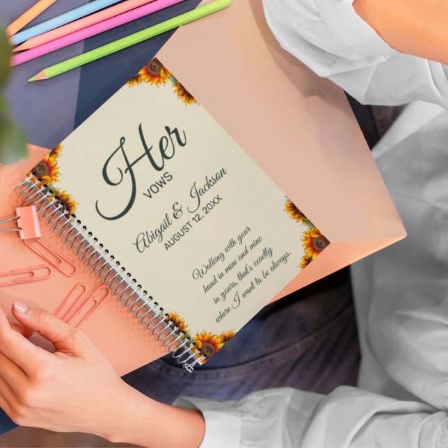 Sunflower Wedding Her Vows Customisable Notebook (Creator Uploaded)