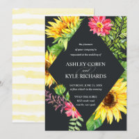 Sunflower wedding in yellow with dark background