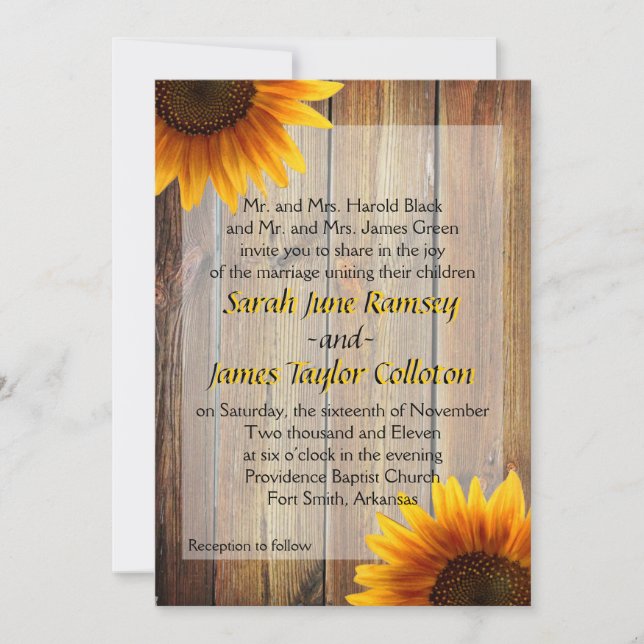Sunflower Wedding Invitation (Front)