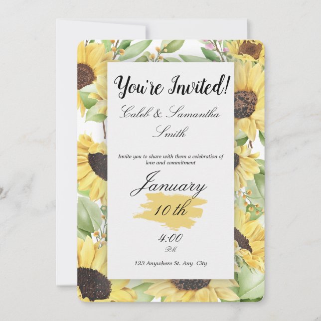 Sunflower Wedding Invitation (Front)