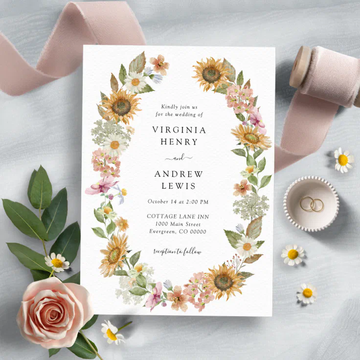 Sunflower Wedding Invitation 