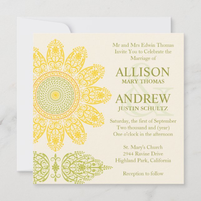 Sunflower Wedding Invitation (Front)