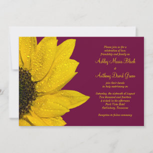 Sunflower Wedding Invitation - Wine and Yellow