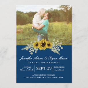 Sunflower Wedding Invitation with Photo
