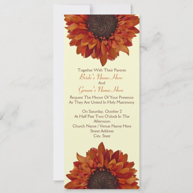 Sunflower Wedding Invite - Together With Parents (Front)