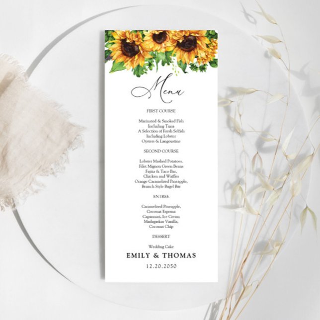 Sunflower Wedding Menu (Creator Uploaded)