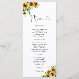 Sunflower Wedding Menu